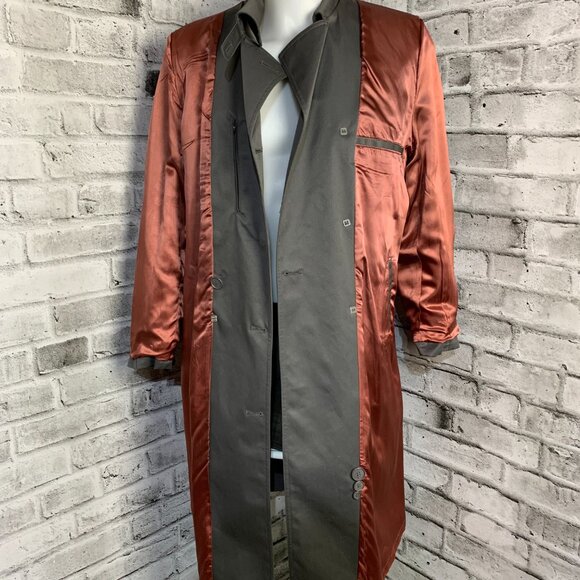 Vintage 90s Nino Cerruti Double Breasted Belted Grey Trench Coat - Picture 7 of 15